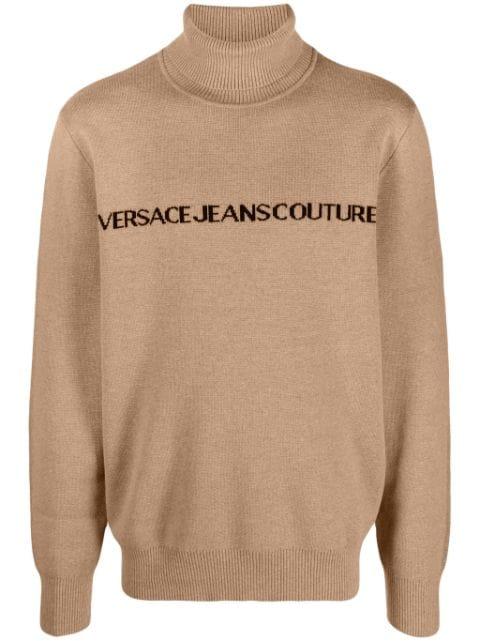 logo-intarsia roll neck jumper by VERSACE