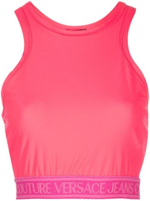 logo-jacquard jersey crop top by VERSACE