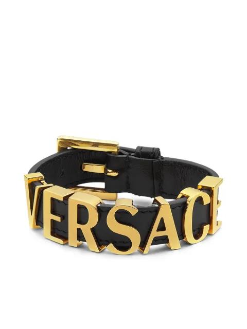 logo-lettering bracelet by VERSACE