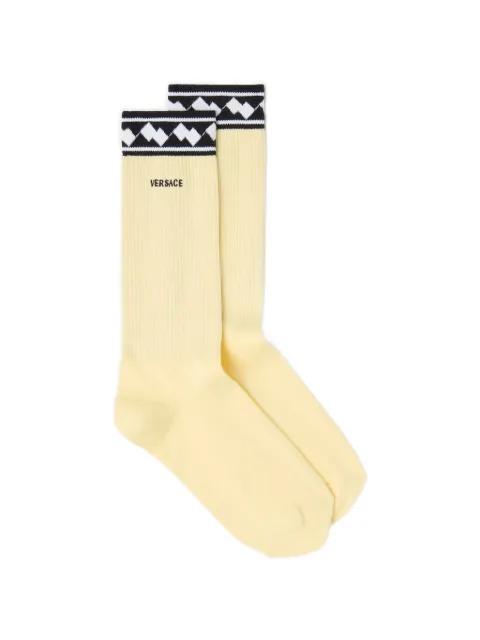 logo-motif ribbed socks by VERSACE