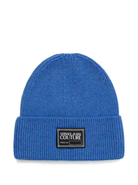 logo-patch beanie hat by VERSACE