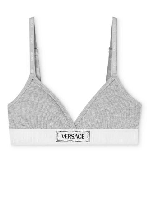 logo-patch cotton-blend bra by VERSACE
