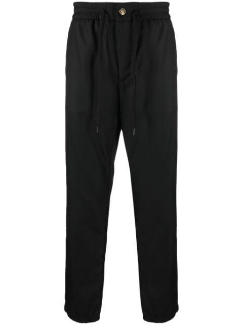 logo-patch drawstring straight-leg trousers by VERSACE
