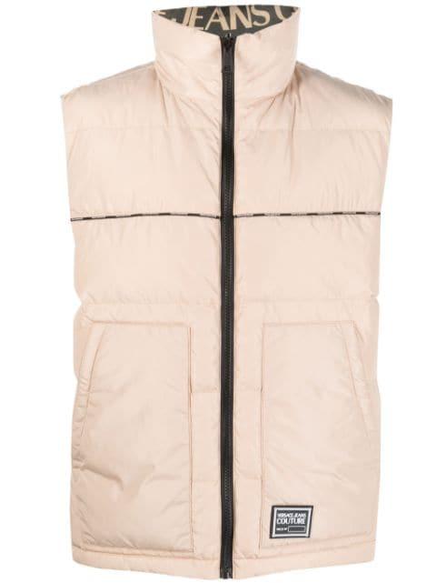 logo-patch quilted gilet by VERSACE