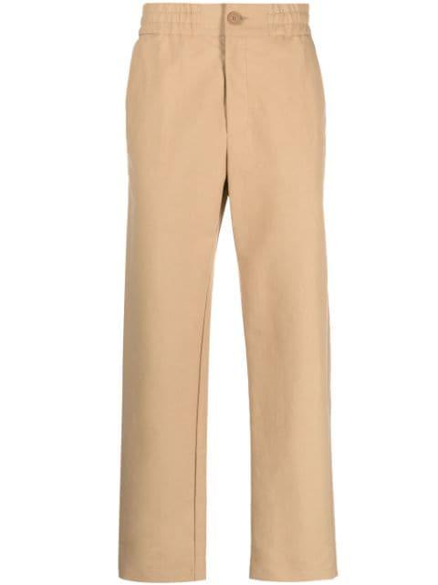 logo-patch straight-leg trousers by VERSACE
