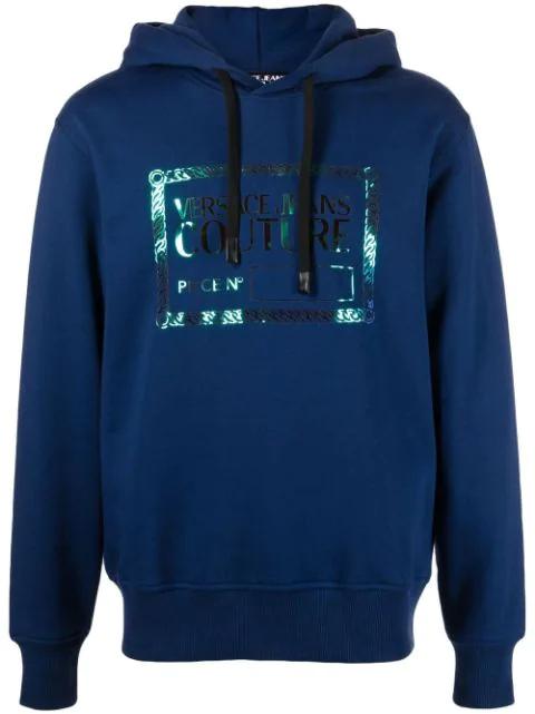 logo plaque cotton hoodie by VERSACE