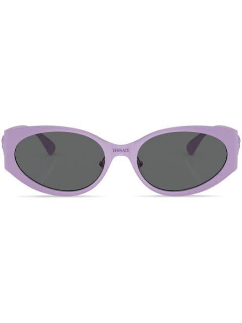 logo-plaque oval-frame sunglasses by VERSACE
