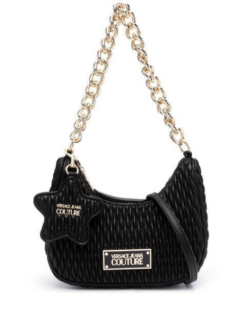 logo-plaque quilted shoulder bag by VERSACE