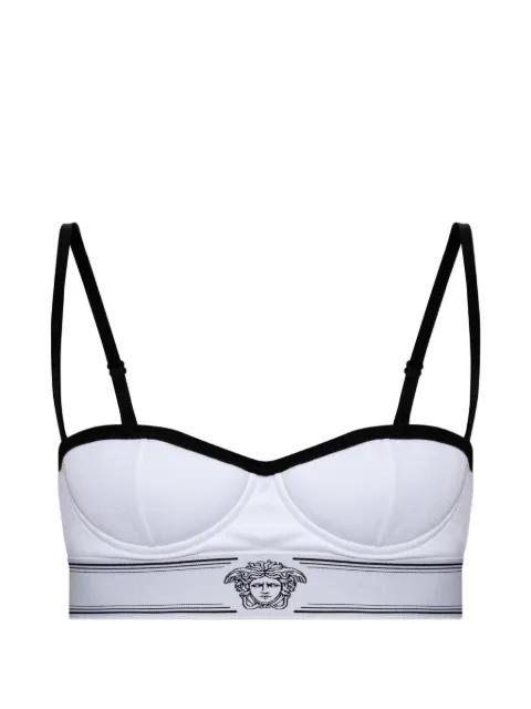 logo-print bra by VERSACE