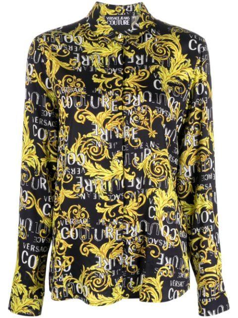 logo print buttoned shirt by VERSACE
