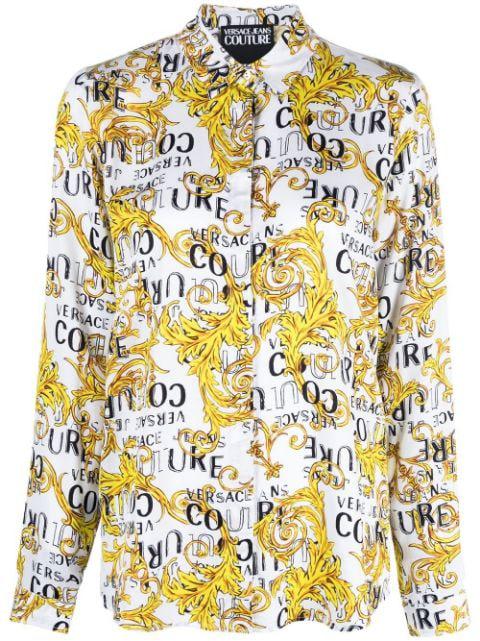 logo print buttoned shirt by VERSACE