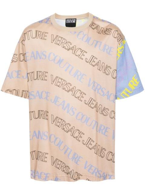 logo-print colour-block T-shirt by VERSACE