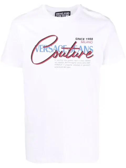 logo-print cotton T-shirt by VERSACE