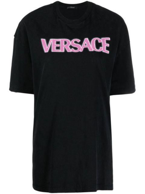 logo-print cotton T-shirt by VERSACE