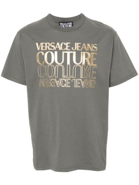 logo-print cotton T-shirt by VERSACE