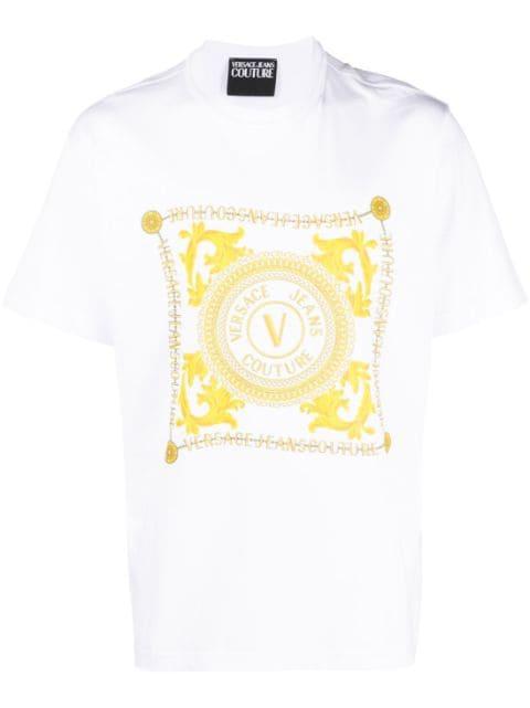 logo-print cotton T-shirt by VERSACE