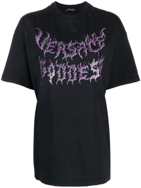 logo-print cotton T-shirt by VERSACE