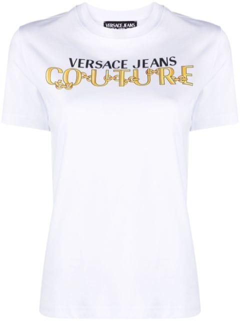 logo-print cotton T-shirt by VERSACE
