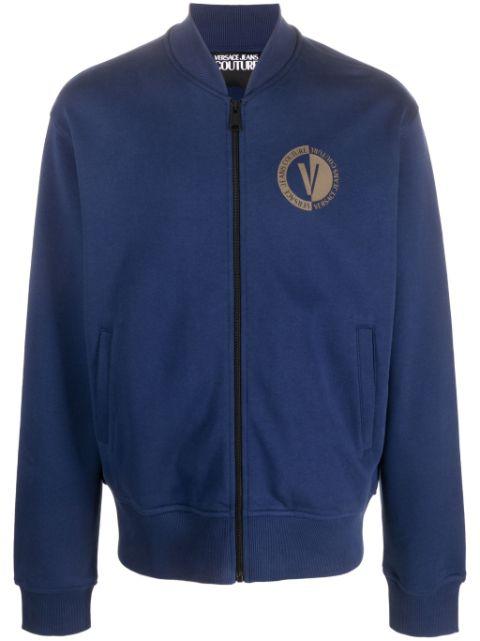 logo-print cotton bomber jacket by VERSACE