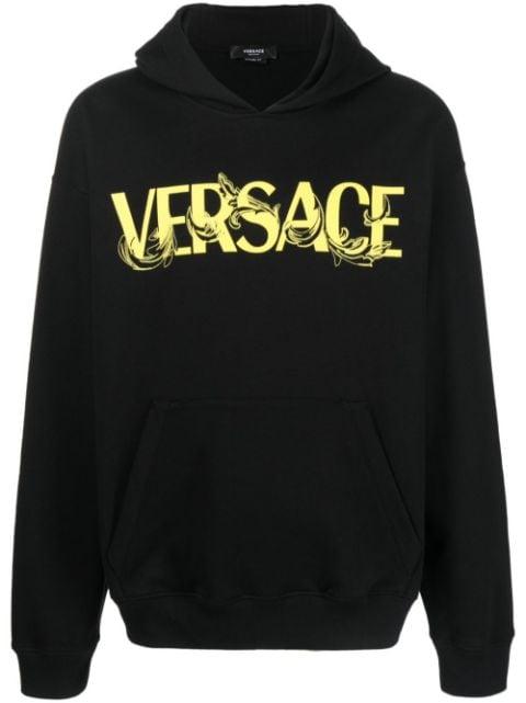 logo-print cotton hoodie by VERSACE