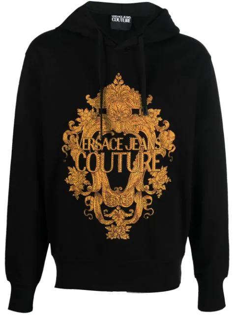 logo-print cotton hoodie by VERSACE