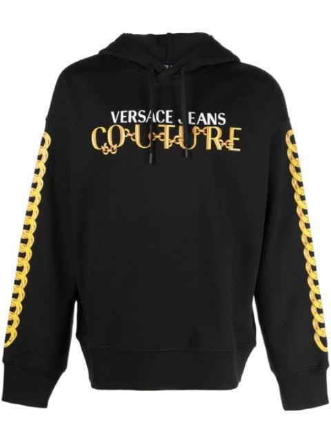 logo-print cotton hoodie by VERSACE