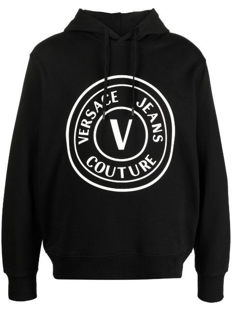 logo-print cotton hoodie by VERSACE
