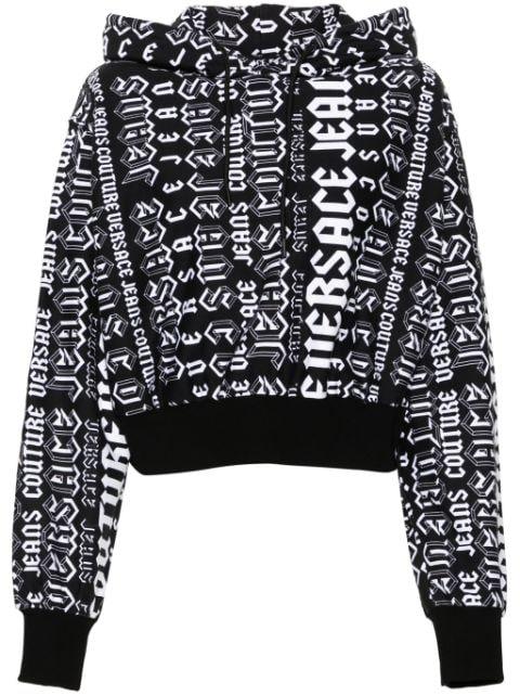logo-print cotton hoodie by VERSACE