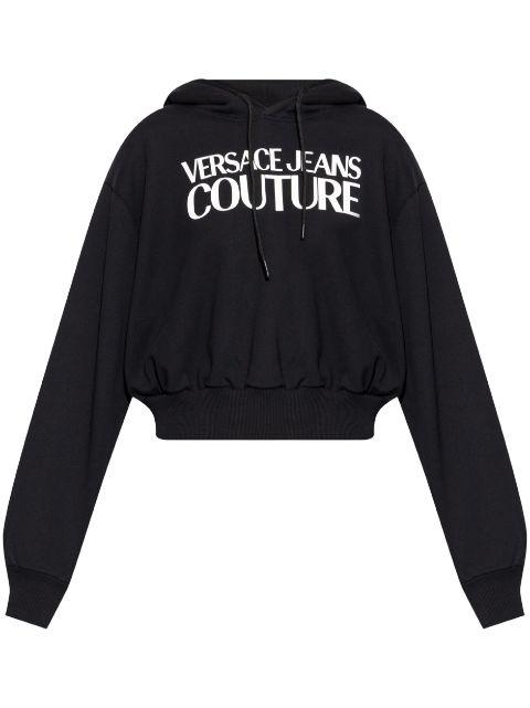 logo-print cotton hoodie by VERSACE