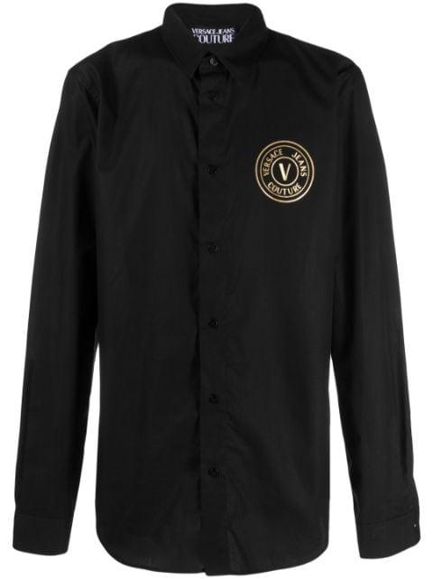 logo-print cotton shirt by VERSACE