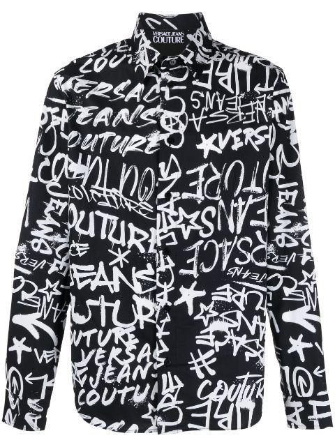 logo-print cotton shirt by VERSACE
