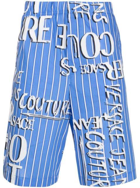 logo-print cotton shorts by VERSACE