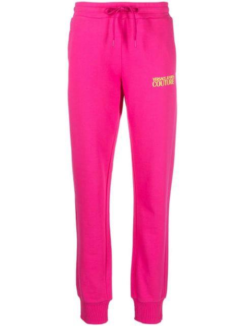 logo-print cotton track pants by VERSACE