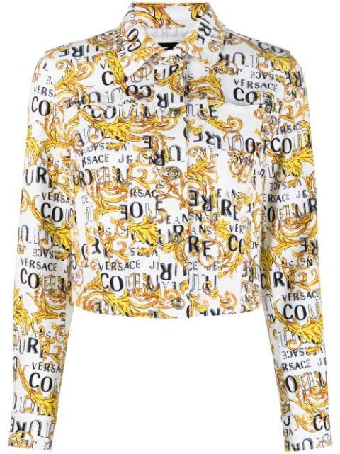 logo-print cropped jacket by VERSACE