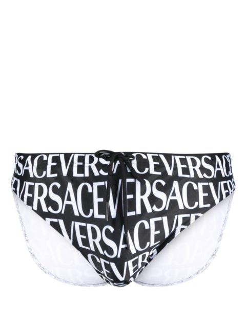 logo-print drawstring swimming trunks by VERSACE