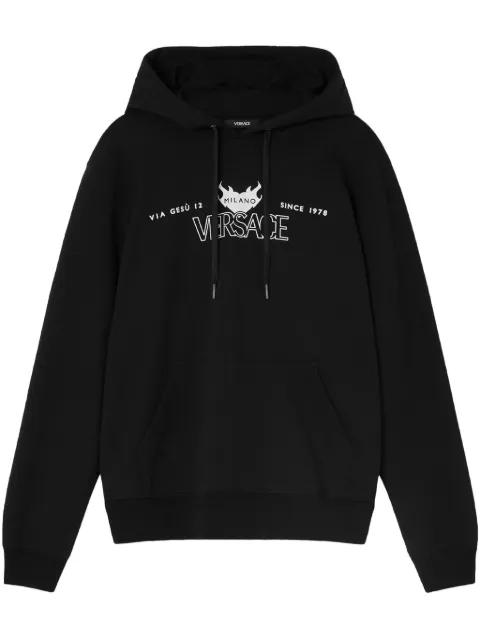 logo-print hoodie by VERSACE