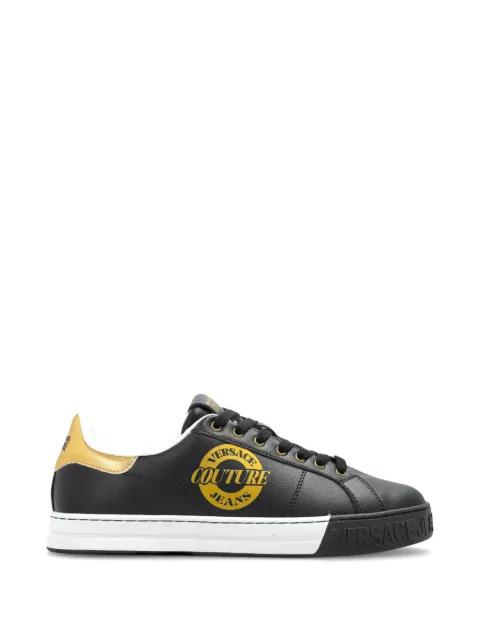 logo-print leather sneakers by VERSACE