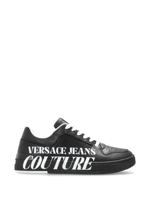 logo-print leather sneakers by VERSACE