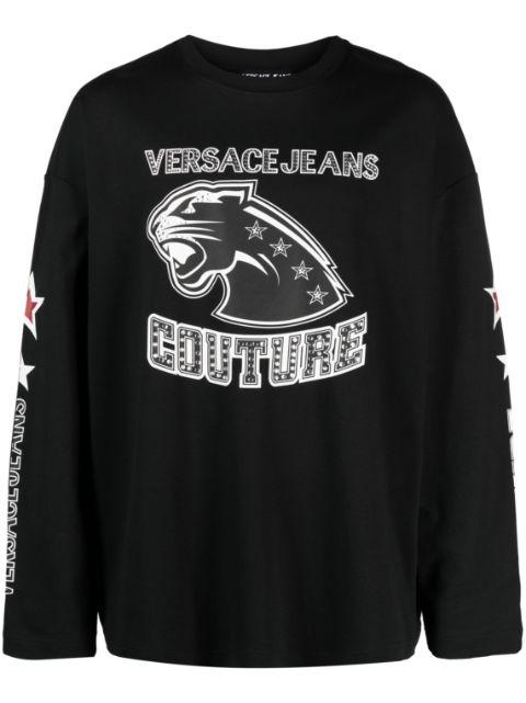 logo-print long-sleeve top by VERSACE
