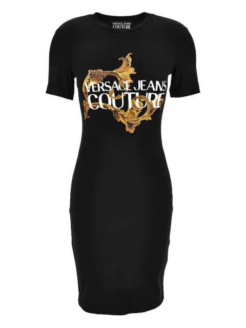logo-print midi dress by VERSACE