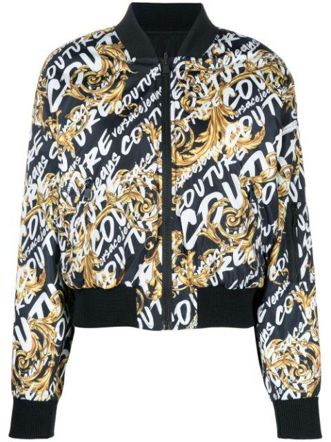 logo-print reversible bomber jacket by VERSACE
