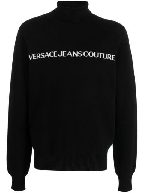 logo-print roll neck jumper by VERSACE