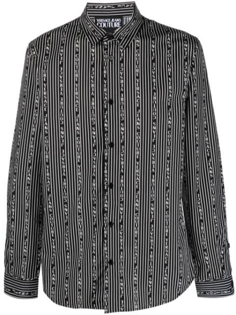 logo-print striped shirt by VERSACE