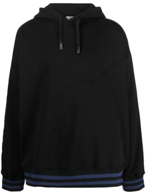 logo-print striped-trim hoodie by VERSACE