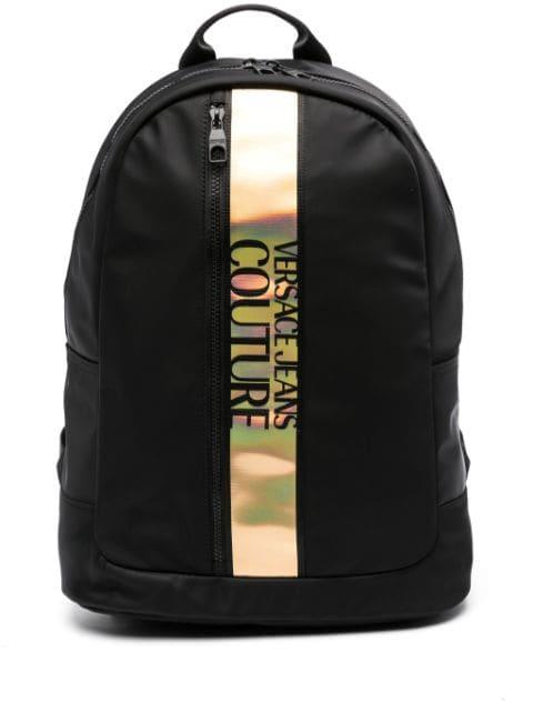 logo-stripe laptop backpack by VERSACE