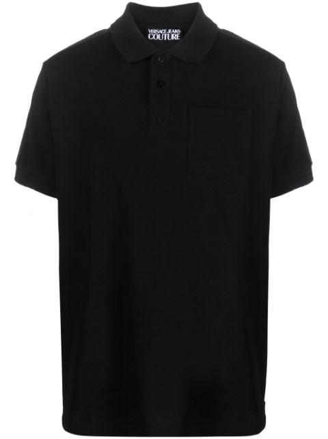 logo-tape cotton polo shirt by VERSACE