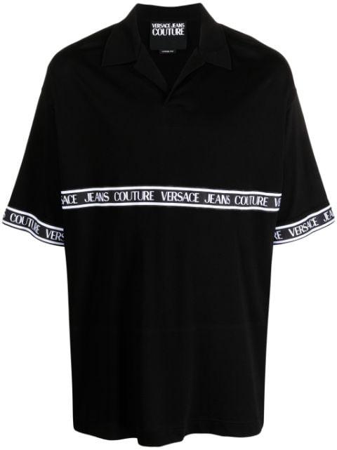 logo-tape cotton polo shirt by VERSACE