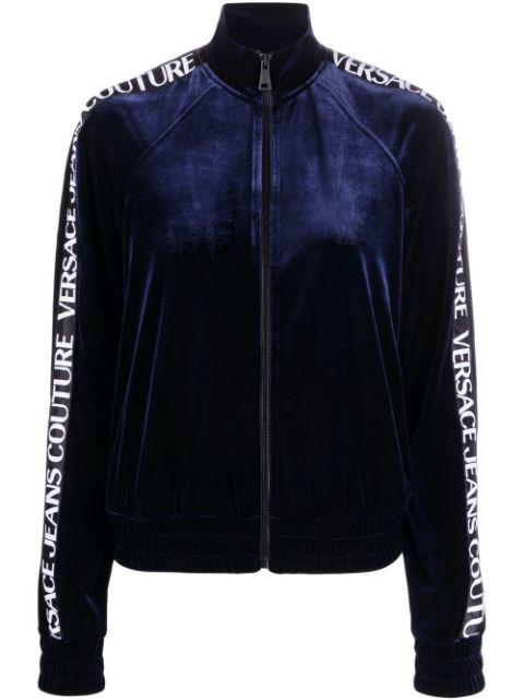 logo-tape zipped sweatshirt by VERSACE