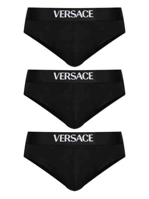 logo-waistband briefs (pack of three) by VERSACE