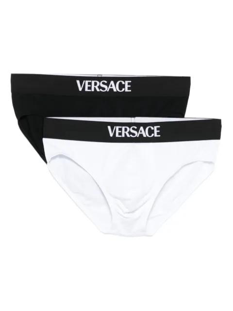 logo-waistband briefs (pack of two) by VERSACE
